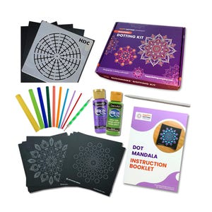 Beginner Mandala Dot Painting Kit: 10 Dotting Tools, Stencil & Guide - Happy Dotting
