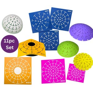 シリコン製フレキシブルステンシルセット：ドームテンプレート、マンダラドット（11ピース） - Happy Dotting