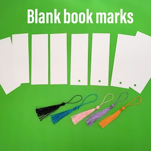 Blank book marks White, 10 pack, 5 tassels