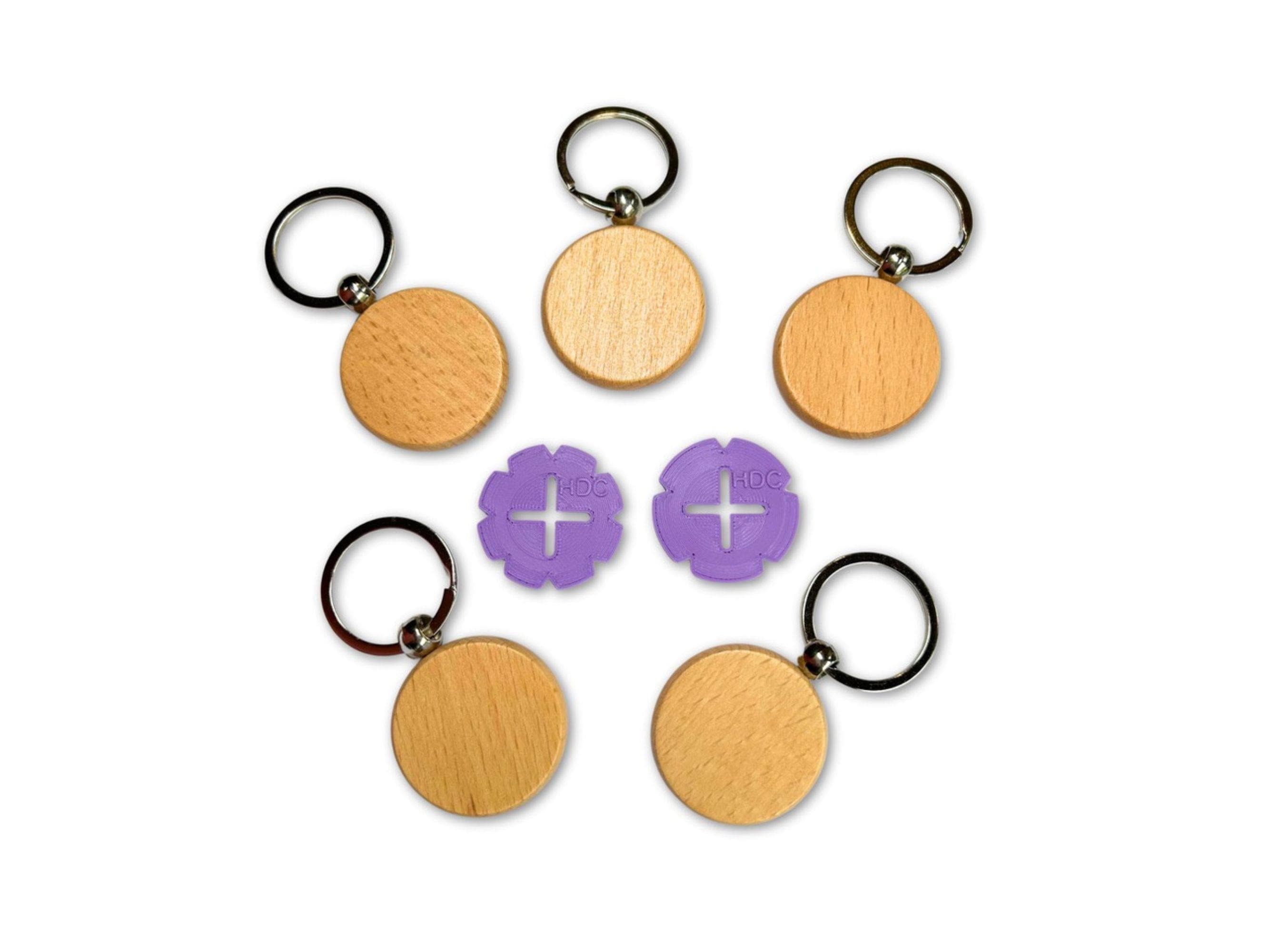 DIY Mandala Keyring Kit: 5 Wooden Blanks & 2 Stencils / templates - Happy Dotting