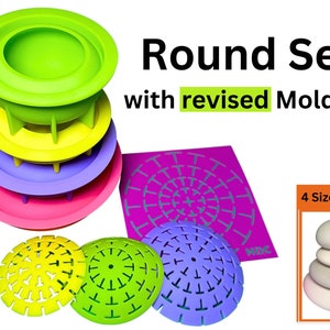 8 Pc Round Art Stone Molds Combo Deal with Dome Templates Happy Dotting Company silicone silicon moulds mandala dot art