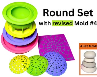 Offre combinée de 8 moules en pierre d'art ronds avec modèles de dôme Happy Dotting Company moules en silicone en silicone mandala dot art