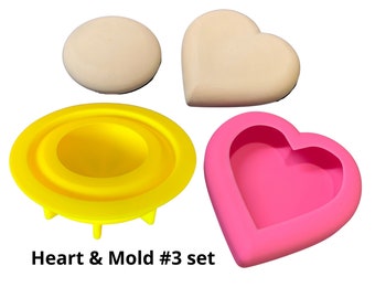 Combo Deal - Heart Mold plus mandala Art Stone Mold #3 by Happy Dotting silicone mould rock mandala dot art