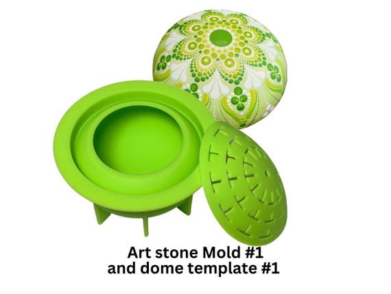 Art Stone Mold #1 plus Dome Template #1 - Round mandala silicone mould for dotting - dot art