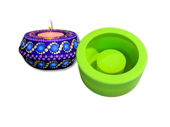Revised - Tea light holder mold Design 1 - Lime - silicone mould Happy Dotting silicon gießform kerzenhalter