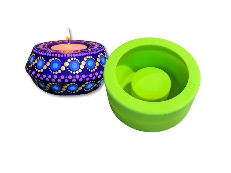 Tea Light Holder Mold: unique angular Silicone Gießform - Happy Dotting image 1