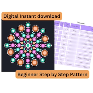 Beginners basic Mandala Dot Art Pattern #102 - Happy Dotting Company - step by step