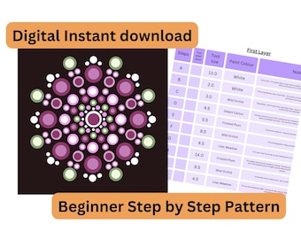 Beginners basic Mandala Dot Art Pattern #101 - Happy Dotting Company - step by step