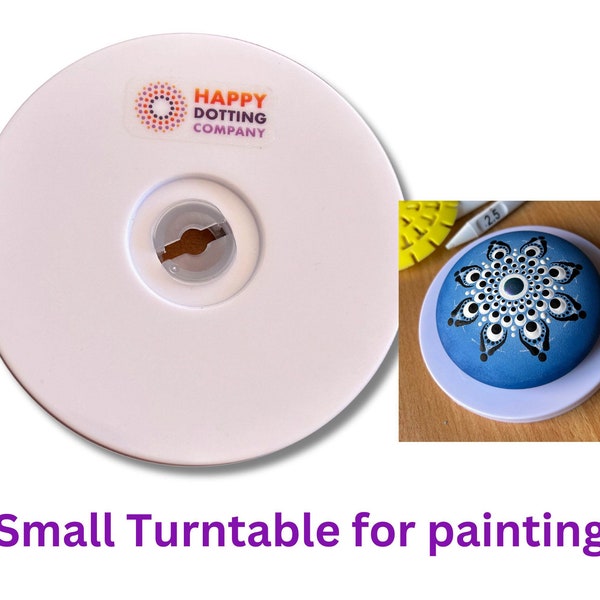 Plateau tournant pour la peinture - Happy Dotting Company, petite table tournante Lazy Susan de 4 pouces pour l'art en pierre de mandala de points, petit plateau tournant, support de peinture