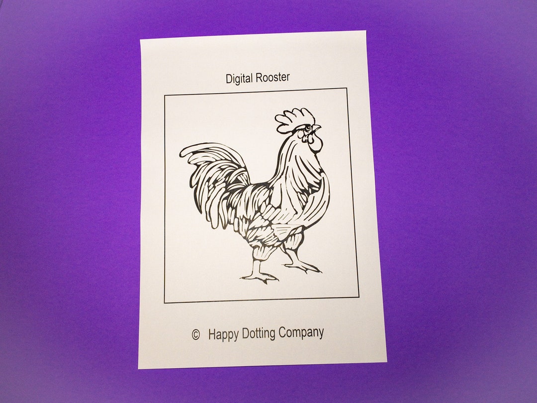 Free Printable Rooster Patterns.pdf Digital Rooster PDF Download Printable for Dotted Rooster - Etsy