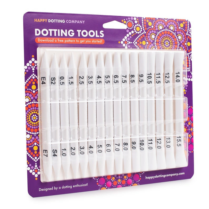 Dotting tools for dot painting mandalas Happy Dotting Company 16pc double ended super set for mandala dot art Stylus Ellipse Tool image 1