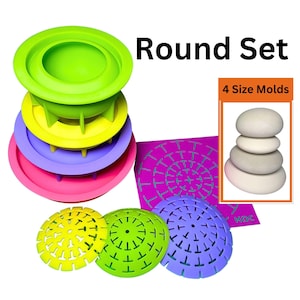 8 stampi rotondi in pietra artistica con modelli a cupola Happy Dotting Company, stampi in silicone per mandala e puntini.