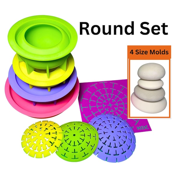 Zestaw okrągłych form do kamieni artystycznych: silikonowe szablony do kropkowania mandali – Happy Dotting