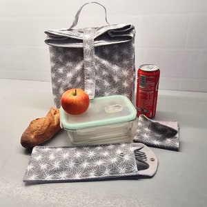 Lunch bag, pochette à couverts et serviette Gris