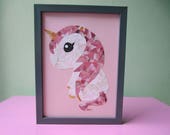 Unicorn Paper Painting made from papersnippets by PaperPainting on Etsy