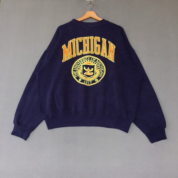 Rare!! Vintage University of Michigan Sweatshirt Big Logo Sweater Jumper Pullover