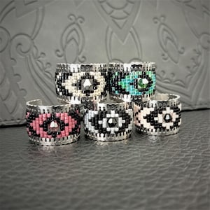 Adjustable steel and woven pearl ring, adjustable size - women&#39;s jewelry gift idea