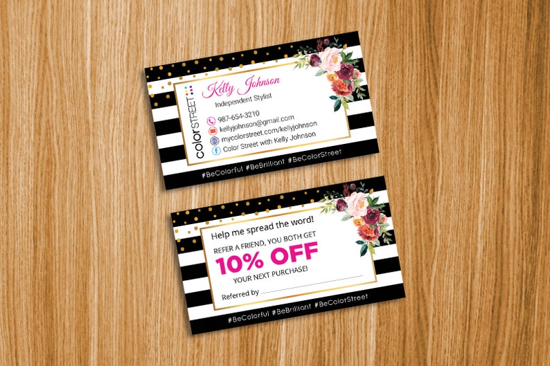 Color Street Referral Cards Color Street Business Cards Color Street Refer A Friend Card Modern Business Card Cs22