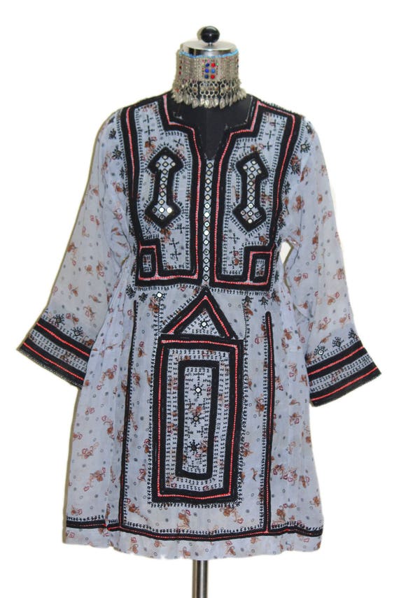 Antique Afghan Pakistan Dress Mirror Work Hand Embroidery Gypsy Tunic Hippie Tribal Baloch Bohemian Banjara Balochi Kurta Top Dress Girl s Etsy Hong Kong