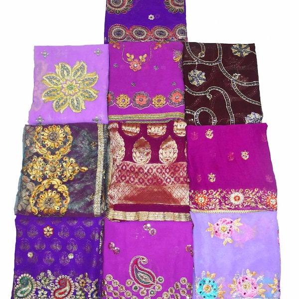 Vintage Wholesale Lot Dupatta Only Single Color Indian Sequins Long Stole Beaded Embroidered Hijab Sarong Wrap Scarf Veil Nikkah Scarves
