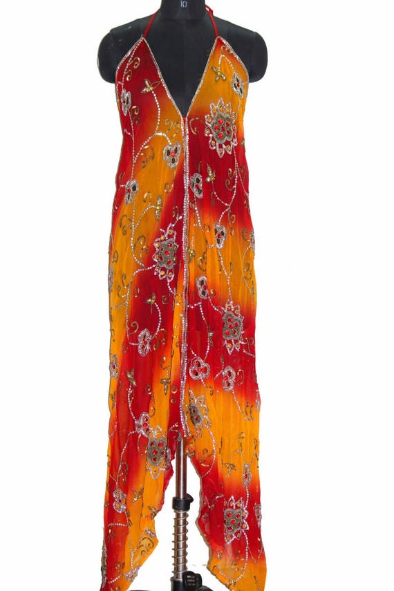 heavily embellished maxi dress