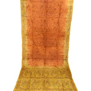 Antique Beautiful Vintage Indian Kantha West Bengal Saree 100% Pure Silk Green Saree Flower Hand Embroidery Thread Work Sarong Fabric Sari