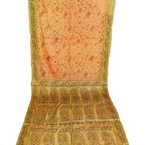 Vintage Beautiful Antique Indian Kantha West Bengal Saree 100% Pure Silk Saree Multi Hand Embroidery Thread Work Sarong 5 YD Fabric Old Sari