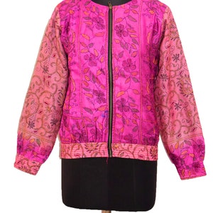 Ethnic Beautiful Vintage Indian Kantha West Bengal Unique Jacket Fabric Bomber 100% Pure Silk Handmade Embroidery Work Traditional Jackets