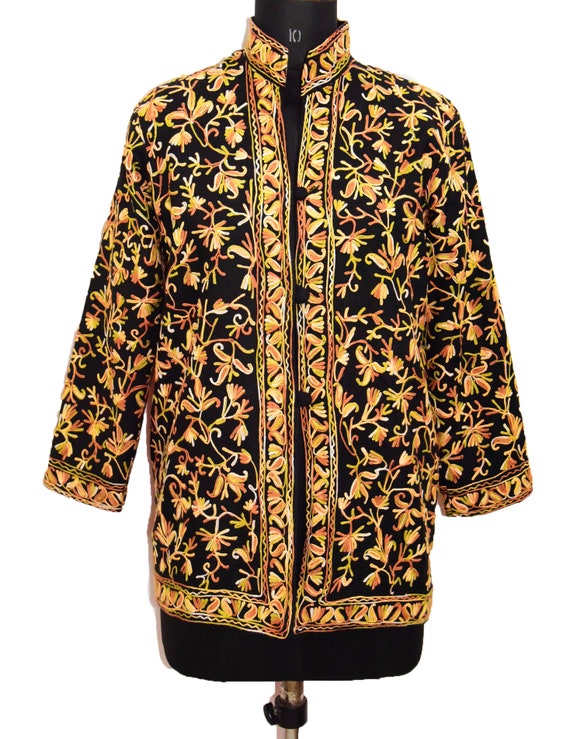 ethnic jacket cashmere 100% Pure Woolen flowers ha