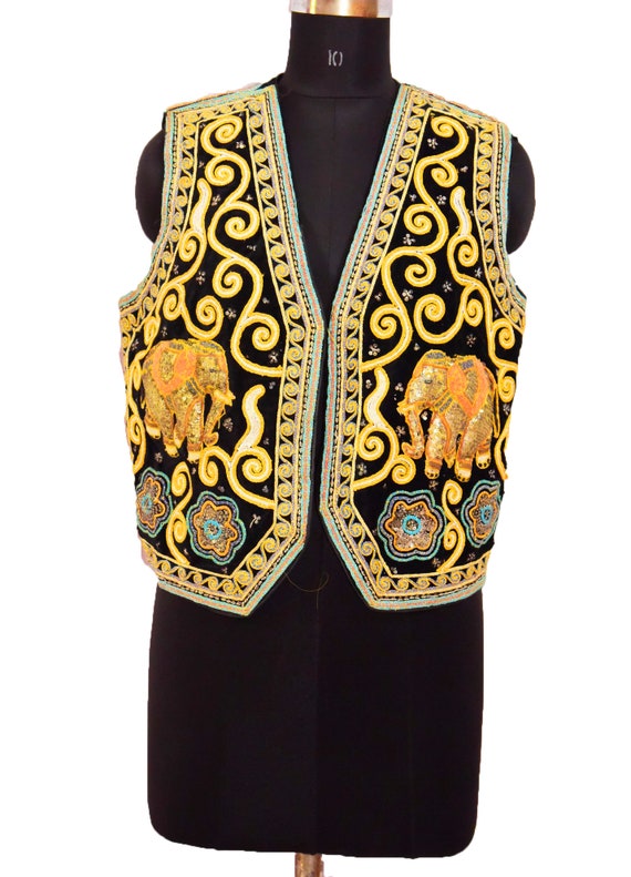Ethnic Vintage 60s / 70s Carol Horn Workshop Vest Indian Robe 