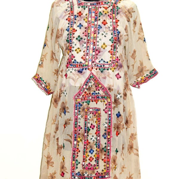 vintage Pakistan Afghan Banjara robe brodée à la main miroir travail gitane baluchi tunique hippie tribal boho balochi fille kurta top robe