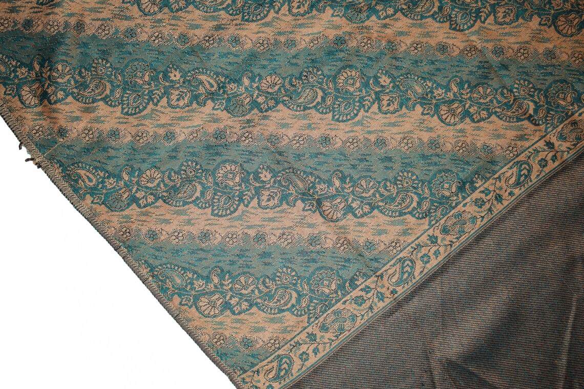 Antique Reversible Blanket or Vintage Shawl 1980s 90s Blue and Etsy