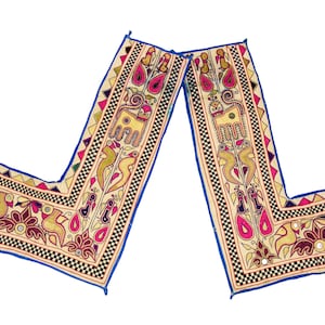 Ethnic Vintage Gujarati Doorway Decor Wall Hanging Handmade Embroidery Work L Shape 2 Pic Wall Decor Banjara Tribe&#39;s Home Decoration Decor