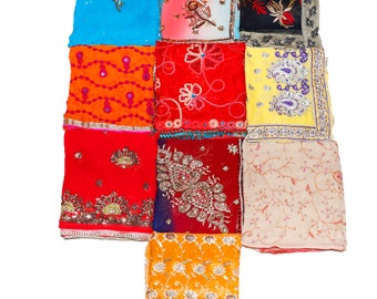Vintage Wholesale Multi Lot Dupatta Indian Sequins Long Stole Beaded Embroidered Hijab Antique Sarong Wrap Traditional Scarf Nikkah Scarves