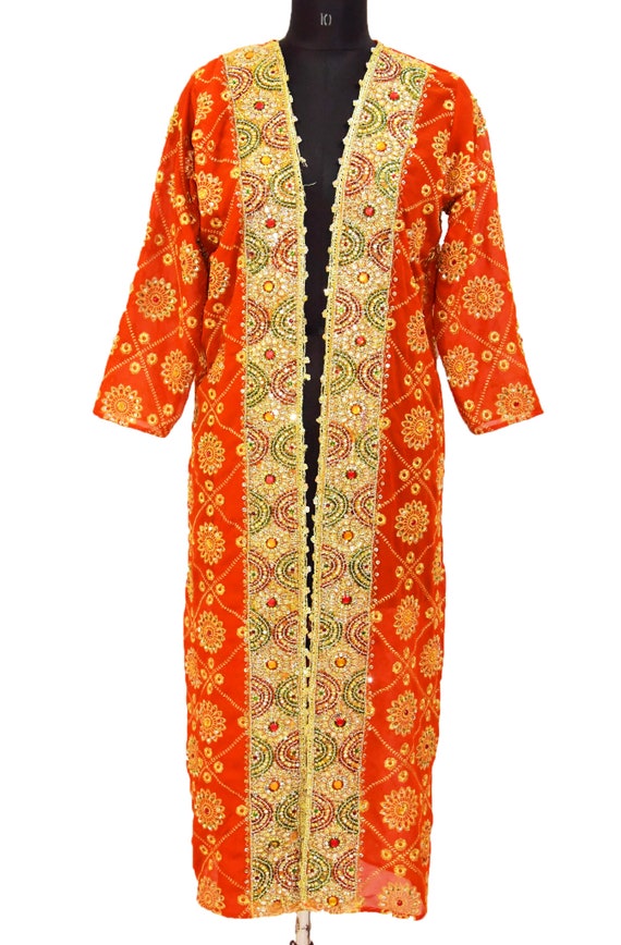 Boho Beautiful Indian Vintage Saree Brown Kimono K