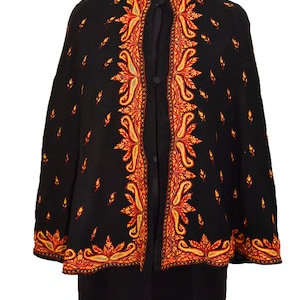 Indiase Kasjmier Vintage Jas Kasjmier Zuivere Wol Bloemen Handgeborduurde Jas Boho Antiek Lange Jas Paisley Stiksels Romantisch Medium