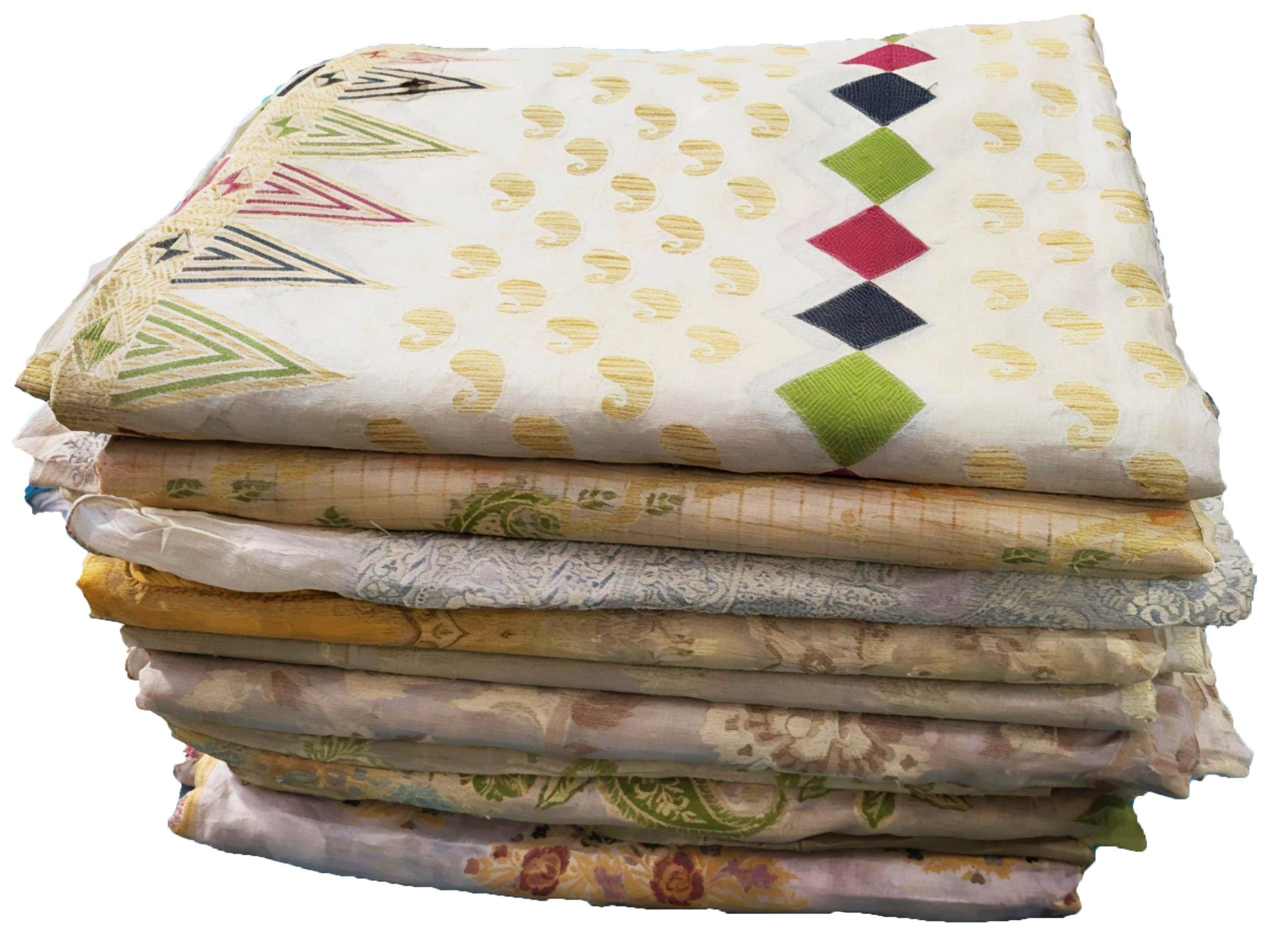 卸売ロット100枚ヴィンテージインド100%ピュアシルク生地サリー手刺繍