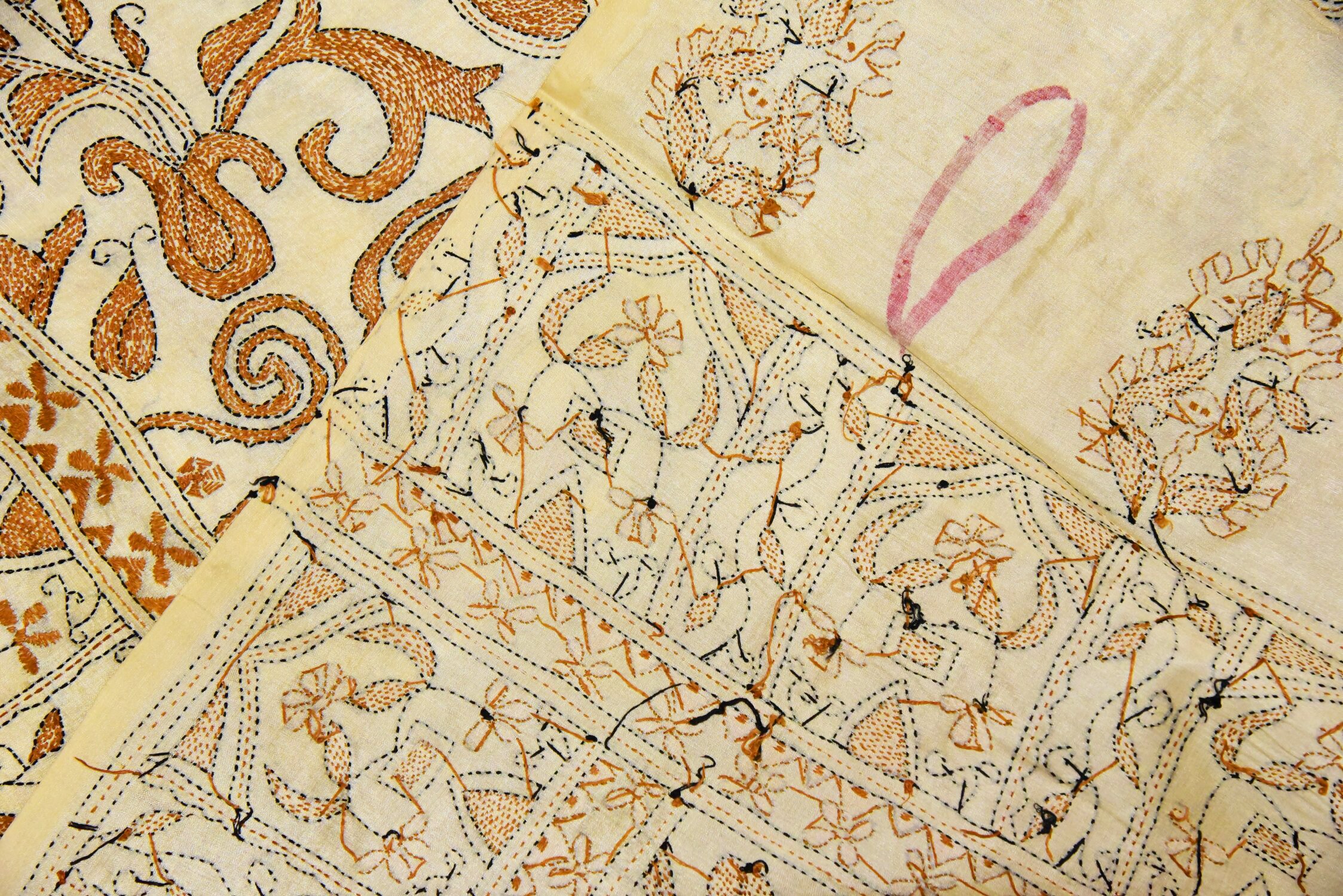 Antique Indian Kantha West Bengal Saree 100% Pure Silk White Saree ...