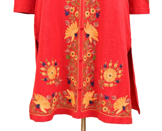 Ethnic Indian Kashmiri Vintage Long Red Dress Cas… - image 9