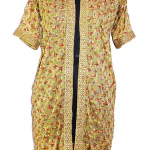 Beautiful Vintage Boho Indian Antique Dupatta Jacket Kaftan Jacket Phulkari Embroidered Kimono Evening Amazing Open Jacket fabric Chiffon