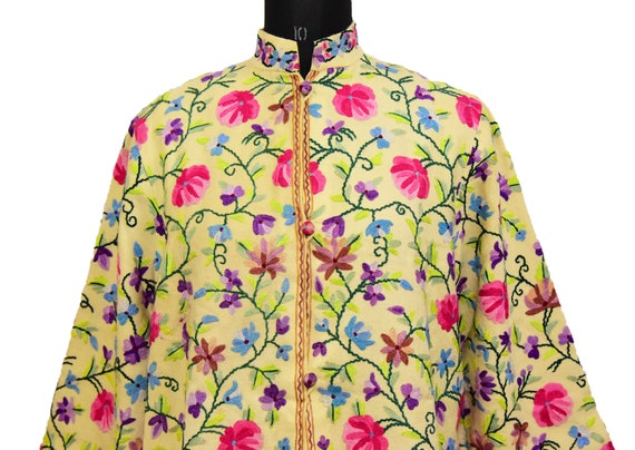 ethnic jacket cashmere 100% Pure Woolen flowers h… - image 3
