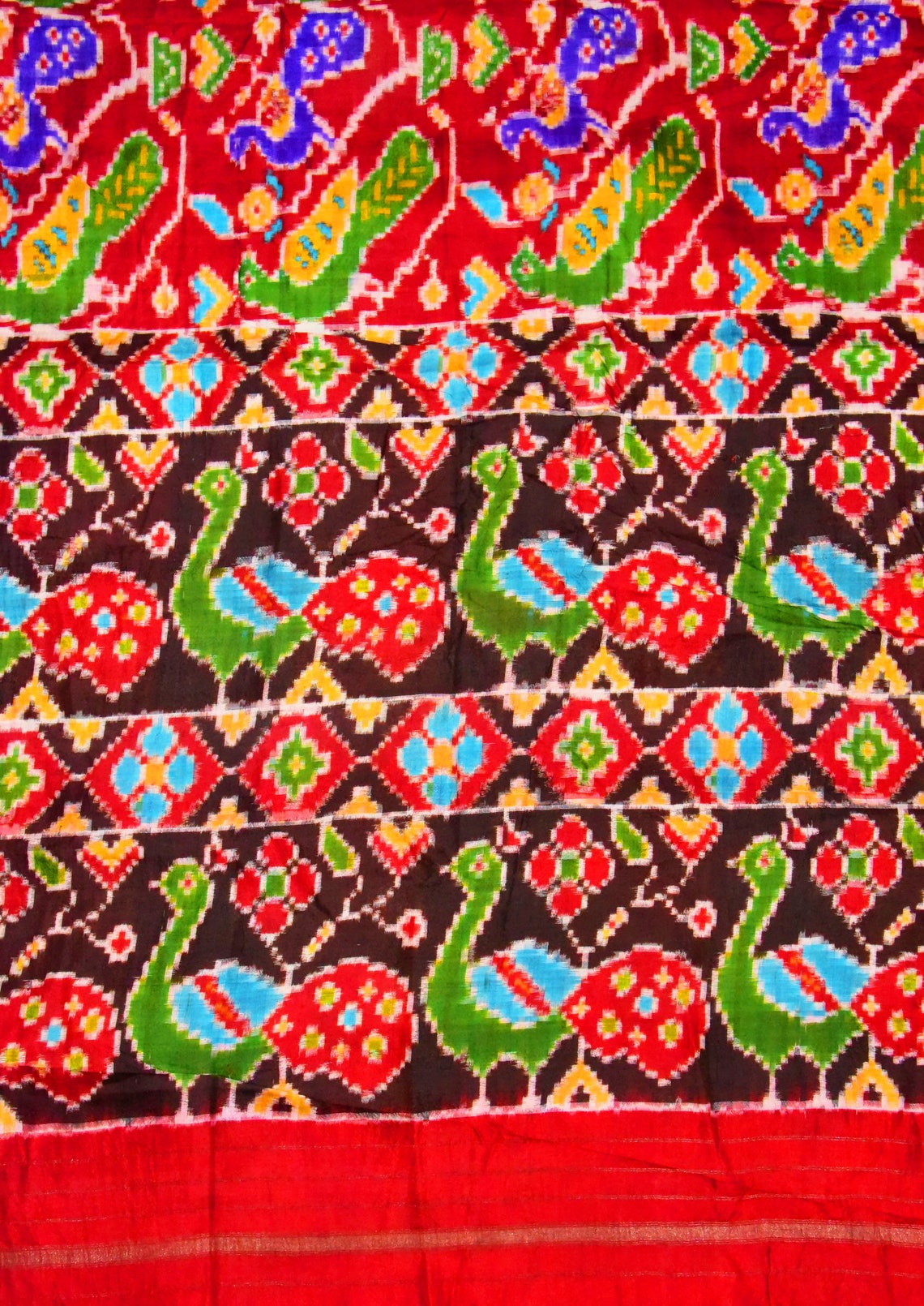 Ethnic Indian Real Patola Peacock Printed Beautiful Vintage Etsy