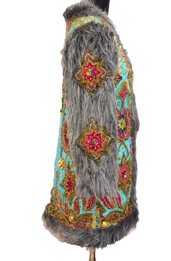 Beautiful Boho Party Wear Coat Net Ibiza Indian Very Heavy