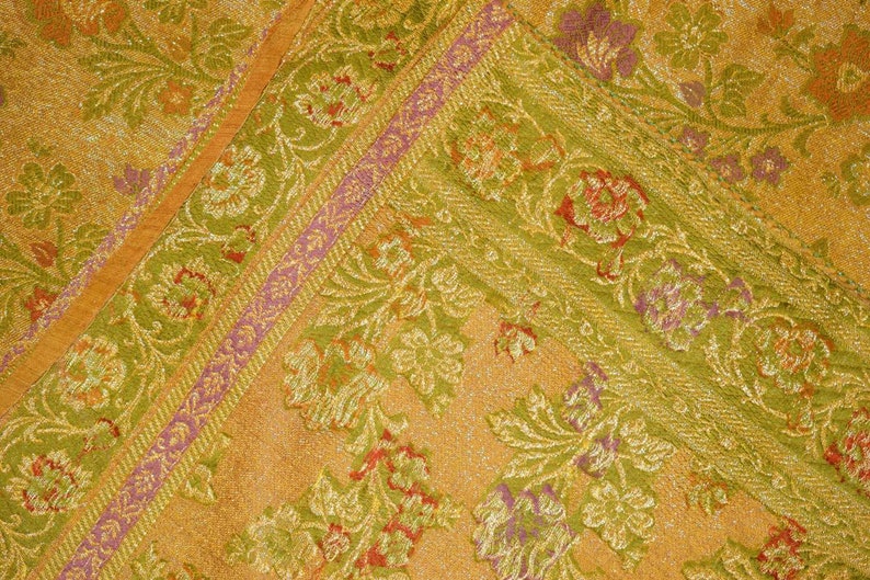 Antique Amazing Indian Vintage 100/% Pure Silk Border Gold Zari Handmade Bollywood Pink Saree Woven Sari Ethnic Used Craft Fabric Wear 5Yard
