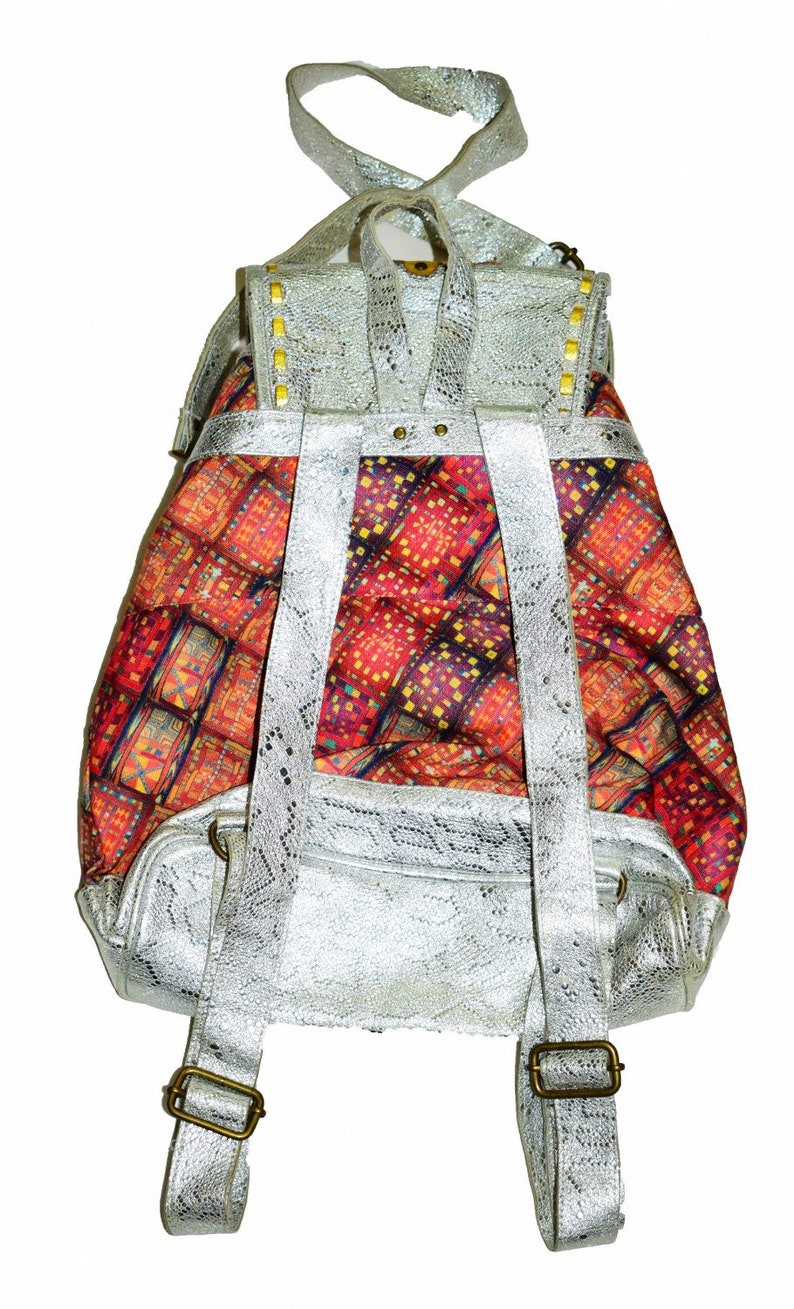 Vintage Banjara Gypsy Leather Handbag Bag Banjara Silver leather Backpack Bags,Printed Textile Indian Hip Banjara Suede Leather Shoulder Bag