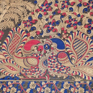 Ethnic Kalamkari Indian Marriage View Traditional Vintage Handmade Peacock Painted Made Sari Chennuri Cotton Silk With Blouse Piece Saree