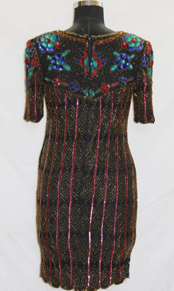Buy Vintage Very Beautiful Beaded Art Deco Aqua Black Gold Dress Silk  Cocktail Party Sequin Dress AJ Bari Very Heavy Beaded Dress Gown M/large  Online in India - Etsy
