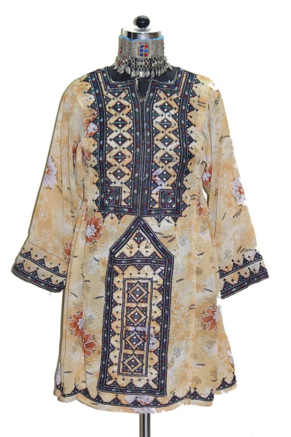 Vintage Afghan Pakistan Dress70s hand embroidery … - image 1