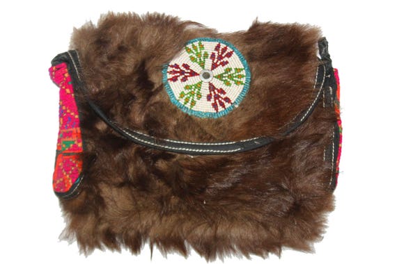 Ethnic Vintage Banjara Brown Fur Faux Handmad Old… - image 8