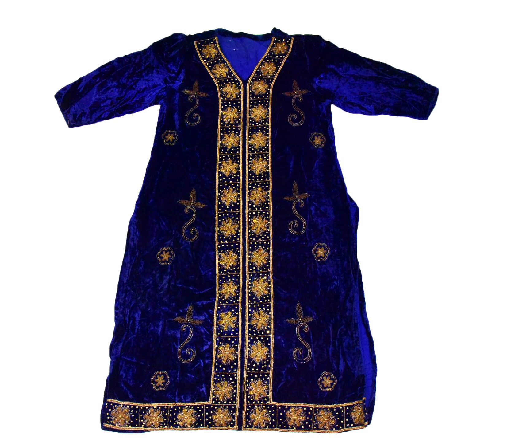 Vintage Velvet Kaftan Indian Robe Embroidered Gown Royal - Etsy